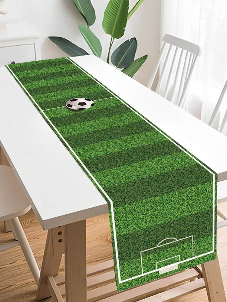 1 pieza Camino de mesa de fútbol, Camino de mesa de poliéster de fútbol, Mantel con tema de fútbol para fiesta, Mantel decorativo para fiesta de cumpleaños, boda, bautizo, fiestas, para interiores y exteriores, Decoración de mesa de regalo, centro de mesa, comedor, cocina, decoración del hogar, Regalos de fiesta - fútbol americano - Añade 2