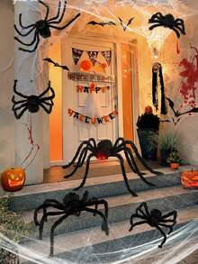 1pc Halloween Giant Spider, 6.56ft Large Foldable Simulated Furry Spider For Wall Decoration, Outdoor Garden Decoration, Halloween Party Decoration, Home Decoration Supplies (Multiple Sizes). Halloween Decor Fall Decor Room Decor - Multicolor - View 4