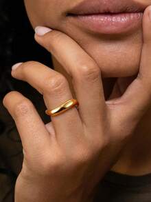 Milacolato 14K Gold Plated Rings For Women Non Tarnish, Chunky Gold Ring That Don't Tarnish Twisted Wave Bands Thumb Statement Stackable Eternity Ring Size 5-10 - 彩色 - 查看 4