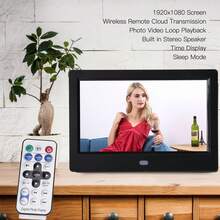 10英寸数码相框，1920x1080 IPS屏幕，电子相框，可壁挂，带遥控器，支持视频和音乐播放 - 白色 - 查看 3