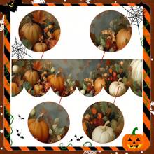 1pc/72pcs Autumn Harvest Festival Thanksgiving Blue Pumpkin Maple Leaf Pattern Fireplace Towel - Autumn Themed Polyester Table Runner, Perfect For Home Living Room Decoration, Tablecloths, Flags, Banners, And Fireplace Covers, Autumn Home Decor