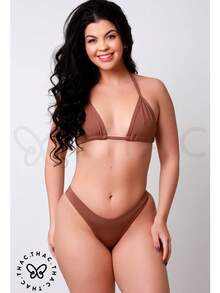 G-String Bikini With G-String Curtain Summer Fashion 2025 - Brown - View 1