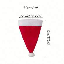 1/10/20pcs Christmas Hat Tableware Holders, Mini Non-Woven Santa Claus Tableware Holders, Lollipop & Wine Bottle Toppers Decor, Suitable For Christmas Party, Thanksgiving And Other Holiday Table Decorations