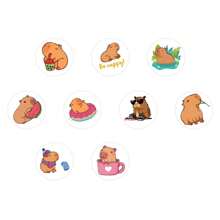 500 件/卷可爱水豚胶带整卷纸胶带装饰贴纸适用于手机笔记本电脑平板电脑、文具、水豚铅笔、青少年卧室配件