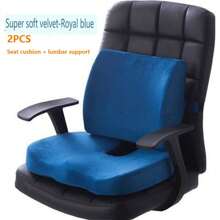1 Set, 2pcs Memory Foam Slow Rebound Cushion Set, Suitable For Office Chair Seat Cushion, Car Booster Cushion, Includes 1pc Lumbar Support Pad, 1pc Dining Chair & Office Chair Pad Chair Cushion Chair Pillow Cushions Gaming Chair