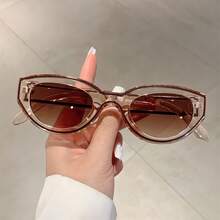 Vintage Women's Cat Eye Fashion Glasses  Line Decorative Frame Men's Decorative Glasses Vacation Casual Versatile Glasses - 黑白線-黑色 - 查看 8