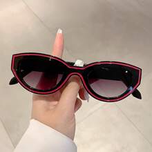 Vintage Women's Cat Eye Fashion Glasses  Line Decorative Frame Men's Decorative Glasses Vacation Casual Versatile Glasses - 黑白線-黑色 - 查看 1