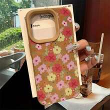 Teléfono Diseño de flores pintadas Teléfono con lentes altas 14 Pro 16 Plus X 15 XS 13 11 12 Cuero sintético suave todo incluido - Colores mixtos 1 - Ver 6