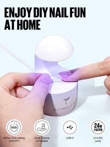TOMICCA Mini UV /Led Nail Lamp, Egg Shaped Nail Drying Lamp UV LED Lamp Mini Portable Nail Dryer, With USB Interface, For Easy And Fast Nail Extension, UV /LED Curing Lamp A Manicure Starters DIY Nail Art Manicure Accessories - 白色 - 查看 6