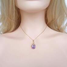 18k Gold Plated Water Drop Crystal Multicolor  Snake Pendant Necklace 16"+2"2025 - 淺紫色 - 查看 2