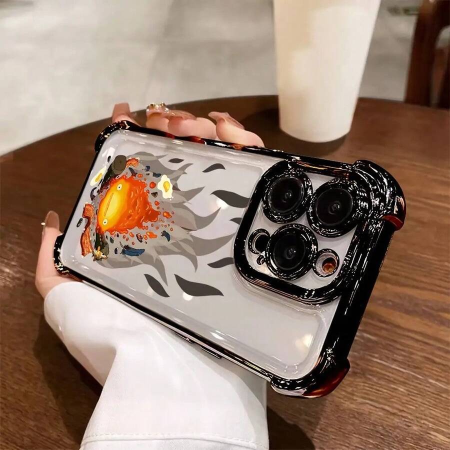 Funda de Teléfono Móvil Anime Cute Flame Nueva para iPhone 16 15 14 13 12 11 Pro Max X XR XSMAX 8 17 Plus, Cubierta Trasera Transparente Suave Antigolpes - Mezcla de colores - Ver 1