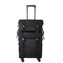 Maleta para maquillaje profesional cosmetiquera 2 en 1 maleta con compartimentos desmontables diseño moderno ideal para viajes y profesionales - Negro - Ver 2