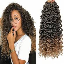 Extensiones de cabello trenzado de onda profunda de color negro natural, estilo bohemio GoGo Curl de crochet, cabello sintético suave de onda de agua para peinados protectores de mujeres