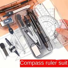 8pcs Geometric School Compass, Mechanical Pencil, Protractor, Ruler And Triangle Ruler Drawing Kit With Storage Box