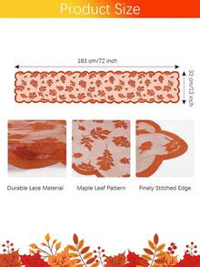 Fall Table Runners With Maple Leaves,Halloween Thanksgiving Table Runner Decorations Lace Orange Table Runners Fall Home Decor Autumn Table Decor For Harvest Kitchen Dinner Party Gatherings - Orange - View 5