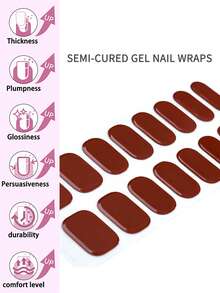 16 strisce di gel per unghie semi-indurite, avvolgimenti completi per unghie in gel semplici color borgogna, manicure facile, manicure rapida, adesivi per arte di unghie per signore per uso domestico fai-da-te - Rosso - Visualizzare 9