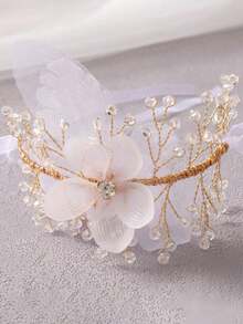 1 pieza Elegante corsage de muñeca con flor blanca, decoración de muñeca para dama de honor en boda