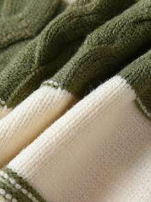 Boys & Teens' Striped Thick Knit Pullover Sweater, Collegiate Style, Suitable For School, Casual Wear In Spring, Autumn, Winter - Green - View 9