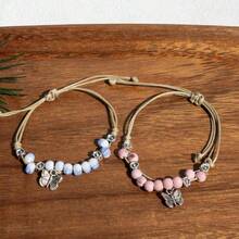 Handmade Green Boho Bracelets For Women, Bohemian Ceramic Beads Bracelets For Friends,  Porcelain Stone Beaded Bracelets For Sisters - Default - View 8