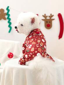 1pc Pet Clothes, Happy Dog Casual Comfortable Christmas Outfit For Small Dogs & Cats, Red - Red - View 3