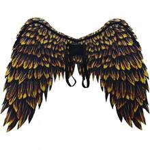 3D Printed Angel Wings Costume| Realistic Non-Woven Fabric Wings For Cosplay, Halloween, Theme Parties - 黑金 - 查看 4