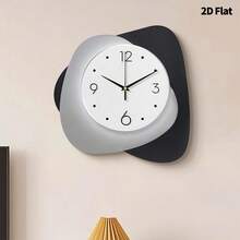 2D Flat, 1pc Modern Creative Fashion Art Decorative Wall Clock, Super Silent Quartz Movement, No Ticking Sound, Decorative Clock For Living Room, Bedroom, Office, Kitchen And Cafe, Perfect For Christmas, New Year, Valentine's Day Gifts - Multicolor - View 1