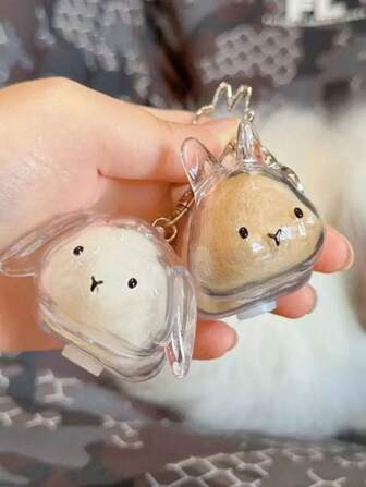 1/2/3件装兔毛纪念瓶 - 透明宠物毛发收纳胶囊钥匙扣，内含一把镊子，是送给兔子爱好者和主人的贴心礼物，让他们永远珍藏心爱的伙伴。万圣节配饰、教师节包包配饰、带证件夹的挂绳、汽车配饰、包饰、圣诞节汽车配饰、送给朋友姐妹的礼物创意