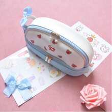 1个草莓铅笔袋，可爱大容量，双层，美观设计，ins，学生铅笔袋，铅笔盒，适合女孩，返校礼物，学校办公用品 - 彩色 - 查看 9