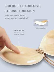 Sujetador Push-up Acolchado Autoadhesivo Con Cordones En La Parte Frontal De 1 Paquete - Caqui - Ver 5