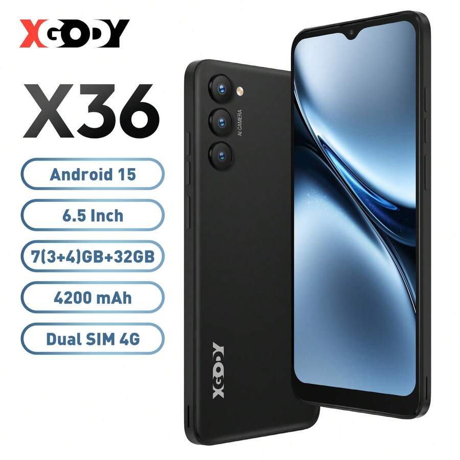 XGODY X36 6,5'' 4G Handy Neueste Android15 3 + 32GB 8 Core SmartPhone Dual SIM 4G 4200Mah - Black - View 1