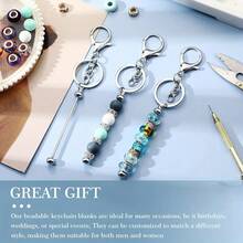 10pcs DIY Keychain Making Kit With Beads, Stick Pins & Clasps – Cute Stuff For Crafting Custom Keychains, Bag Charms & Handmade Jewelry, Ideal Gifts For Teens & Adults - Bạc - Xem 5