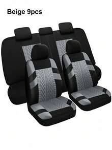 Universal Car Seat Covers Full Set - Airbag Compatible Auto Seat Protectors For SUV, Sedan, Van - 9-Piece Set (2 Front Covers + Backrest Cover + Rear Bench Cover + 5 Headrest Covers) & 4-Piece Set (2 Front Covers + 2 Headrest Covers) - 款式A - 查看 21