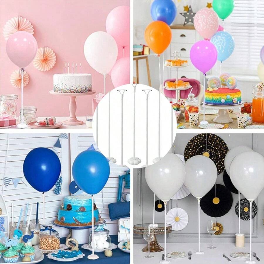 10/20 Sets Balloon Stick Stand, Holder With Base For Table Desktop Centerpiece, Birthday , Wedding, Halloween, Christmas, New Year And All Party Decoration (15.7 Inch White)