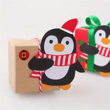 100pcs Festive Christmas Lollipop Cards - Santa, Penguin & Snowman Designs With Red & White Checkered Bows, Perfect For Holiday Gifts, Party Favors, And Classroom Exchanges, Christmas Decorations(10/50/100pcs)