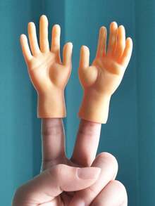 2pcs/1set Miniature Realistic Rubber Hand Finger Toys, Funny Finger Puppets, Suitable For Cat Toys, Party Favors, Puppet Shows,Christmas - Multicolor - View 1