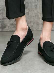 New Fashionable Vintage Men's Slip-On Penny Loafers, Gentleman's Leather Dress Shoes, Moccasins, Comfortable Slip-On Shoes, Breathable Soft-Sole Driving Shoes, Business Formal Men's Leather Shoes, Daily Commute Shoes, Elegant Round Toe Solid Color Leather Dress Shoes, Casual Suit-Matching Men's Leisure Shoes. Suitable For Middle-Aged, Young People