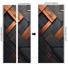1set/2pcs Geometric Door Stickers | PVC Self-Adhesive, Removable Wall Decals | Modern Black And Copper Design | Contemporary Home Decor For Bedroom, Living Room, Bathroom | Easy To Install, Cute Room Decoration Wall Stickers Wall Sticker