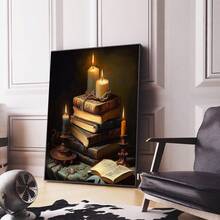 1 Stück / 3 Stücke ungerahmte Leinwandmalerei Vintage Buch Wandkunst, Buch LeinwandmalerMusteruck Heimdekoration, verlassene gotische Bibliothek, dunkle College Dekoration Poster, antike viktorianische Raumdekoration