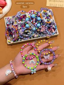 5pcs Random Cartoon Cute Beaded Bracelets - one-size - View 5