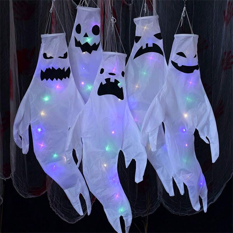 Halloween Decorations Outdoor Halloween Party Decor Indoor Ghost Ghost Decorations String Suitable For Porch Yard Garden Lawn Spirit Weathervane Ghost Hanging Haunted House Escape Room Scene Props