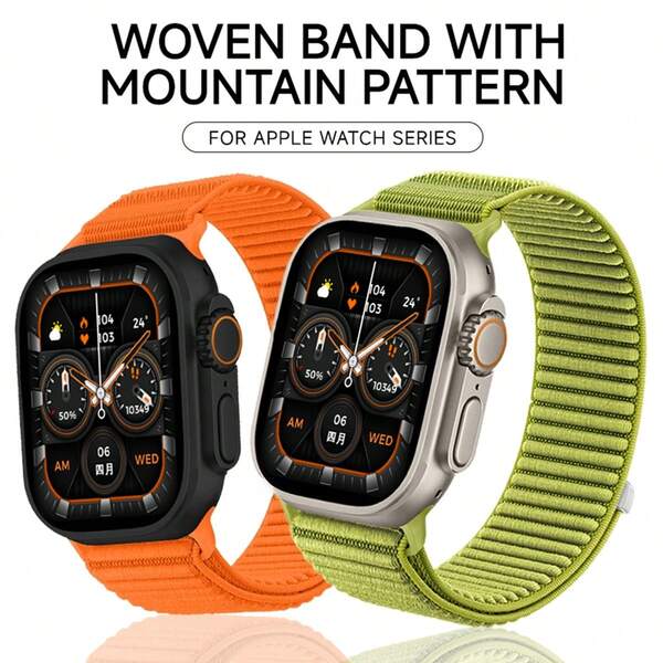 Nylon Braided Sport Strap Compatible With Apple Watch Band 10 42 46MM Bracelet For Watch 9 8 7 6 5 4 SE Ultra 2 49mm 46 45 44 42 41 40 38mm WatchBand