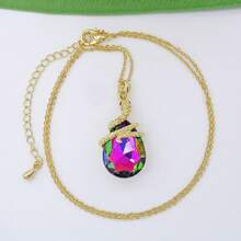 18k Gold Plated Water Drop Crystal Multicolor  Snake Pendant Necklace 16"+2"2025 - 豐富多彩的 - 查看 6
