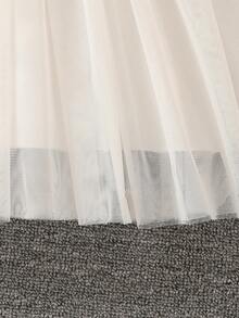 coviviky Vestido de estilo cheongsam de manga larga con encaje blanco para niñas, vestido inspirado en la cultura china con elegante encaje y falda de malla, uso formal e informal sofisticado y lindo