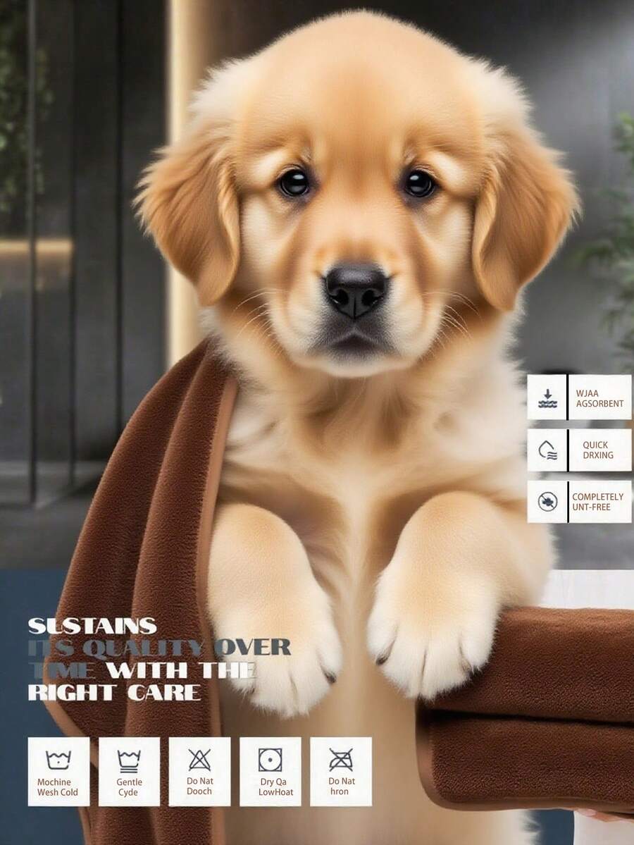 1pc 54*27 Inch Brown Pet Bath Towel, Suitable For Pet Bathing And Drying Hair