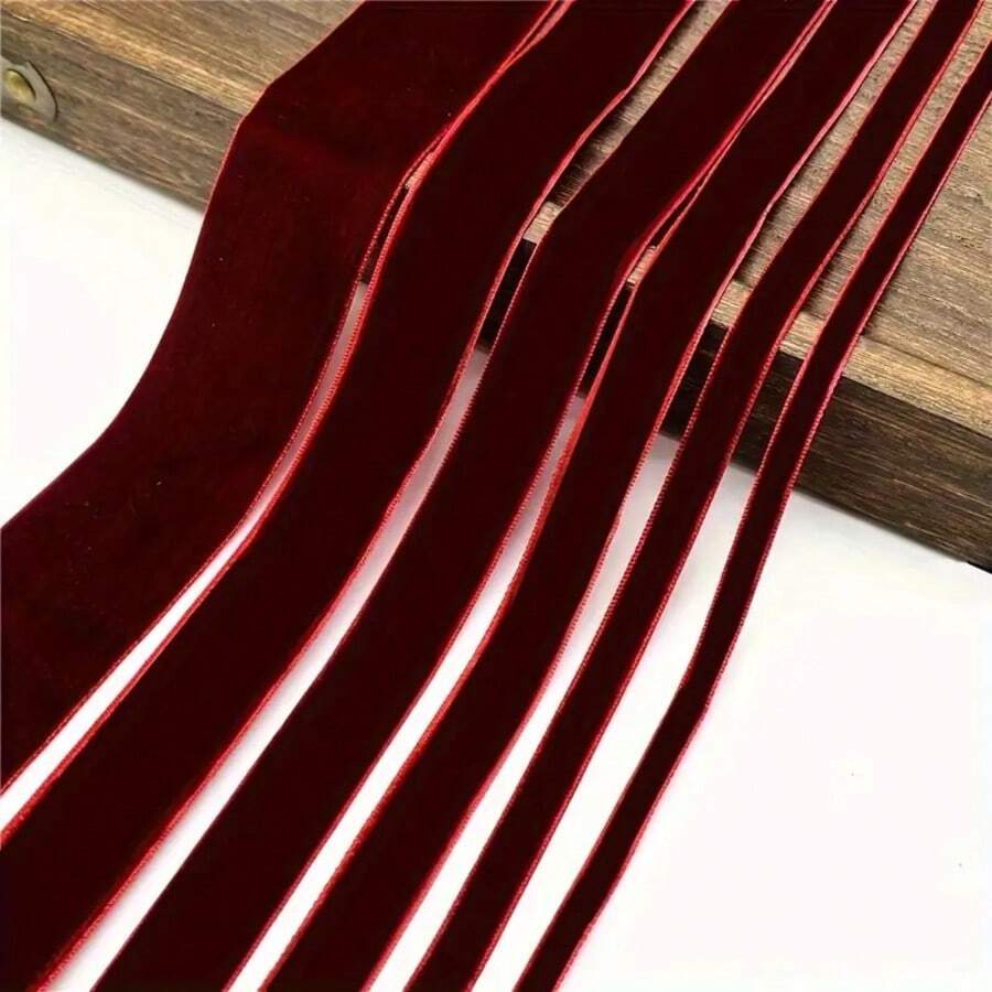 1 Roll Burgundy Soft Ribbon, Vibrant Velvet Ribbon Suitable For Bow DIY, Clothing Design, Waist Belt, Hair Tie, Floral Wrapping, Gift Decoration