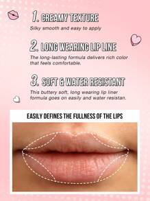 Misslyn 持久唇线笔，显色度高，可伸缩凝胶唇线笔，顺滑易涂，打造自然妆效，可用卷笔刀削出理想形状，高显色度，打造自然唇妆，持久顺滑超细哑光唇线笔，不晕染，Y2K妆容，适合派对、海滩、旅行、度假、露营、户外活动，玫瑰时尚