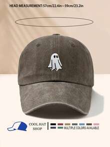 Șapcă vintage ușoară, spălată, cu model fantomă, pălărie unisex, stil camionist, casual, potrivită pentru Halloween, camping, călătorii - culoare negru/vișiniu/albastru/gri/kaki/cafea disponibilă, material respirabil, brodat durabil - fantomă - Vizualizare 10