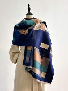 1 chiếc khăn choàng cổ ấm áp bằng vải cashmere giả jacquard họa tiết mèo tối giản, thích hợp cho phòng có máy lạnh, khăn choàng cổ đa năng thời trang cho mùa thu/đông dành cho nữ, khăn choàng mùa đông cho trang phục - Nhiều màu - Xem 6