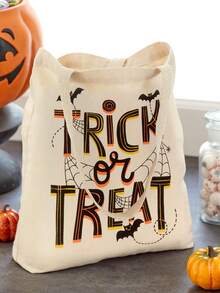 1/3 piezas, Bolsa de tela con impresión doble cara de "BOO" y calabaza y castillo encantado, bolsa de lona con diseño de tema de terror de dibujos animados, estilo gótico oscuro, adecuada para uso doméstico, compras, viajes, escuela, regalos, de 16 in * 14 in, bolsas perfectas para fiestas de Halloween a juego con disfraces de Halloween