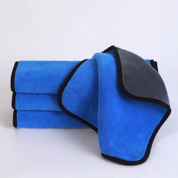 3pcs Blue-Gray Durable Ultra-Fine Fiber Cleaning Cloths - Long-Lasting, Non-Lint, Car Towels, Suitable For Home And Automotive Use, Great For Kitchen, Bathroom, Living Room